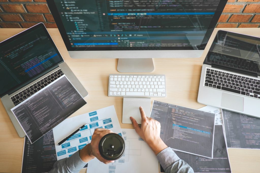 Professional Developer programmer working a software website design and coding technology